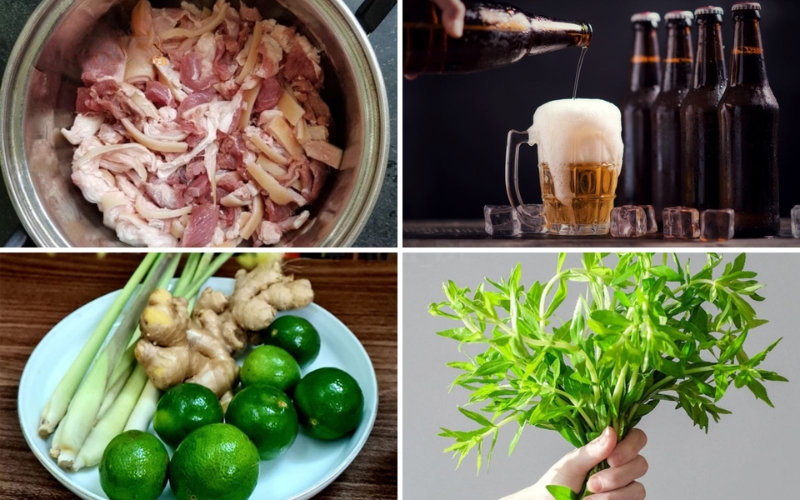 Chuẩn bị nguyên liệu làm thịt chó hấp bia ngon