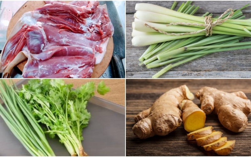 Nguyên liệu làm thịt chó hấp sả gừng