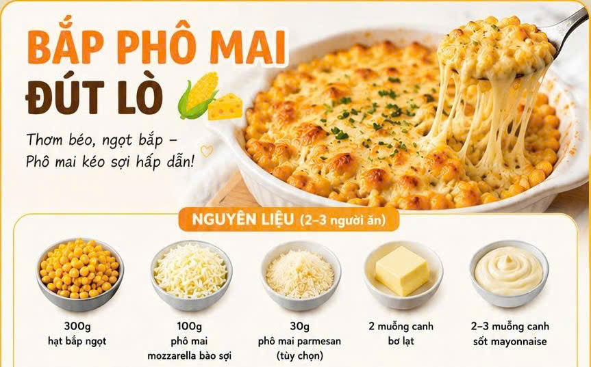 Cách làm bắp phô mai đút lò